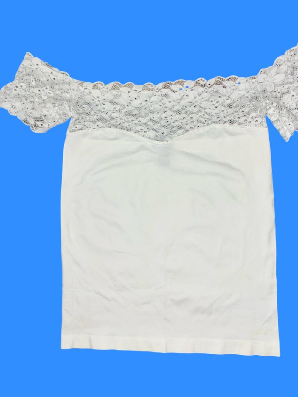 One Size (Plus)*Soho Lady*Lacy White Off-the-Shoulder Top